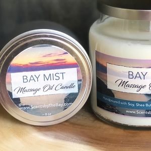 Massage Oil Candle, Bay Mist, 8 oz tin